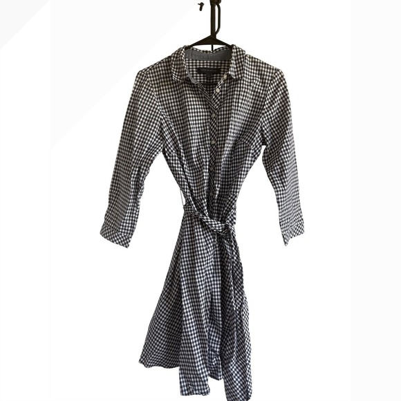 Tommy Hilfiger Gingham Shirt Dress Belted Casual‎ Career Size 4 - Picture 2 of 7